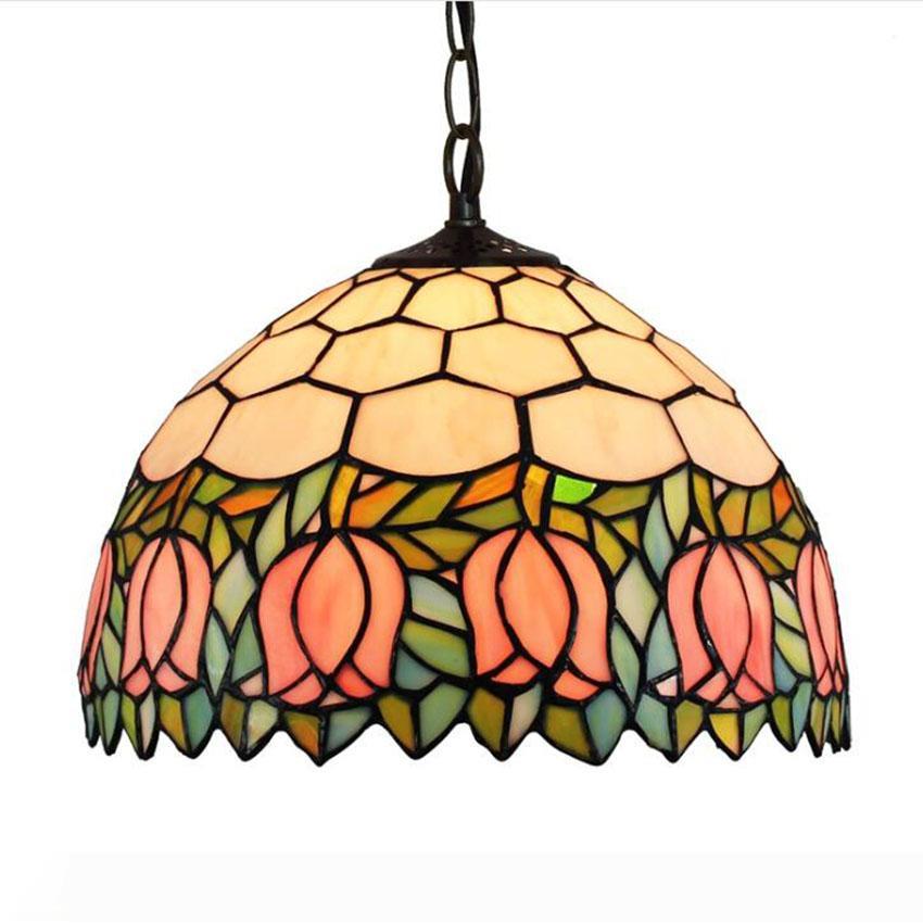 

Tiffany Pendant Lamp Fixture Victorian Stained Glass Hanging Light for Bedroom Living Room Cafe European Retro Chandelier
