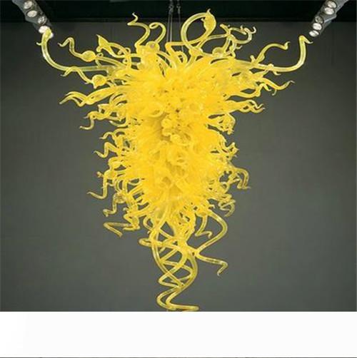 

Contemporary Yellow Colored Blown Chandelier Lamp Modern Design Art Decorative European Style Custom Made Glass Pendant Lamps