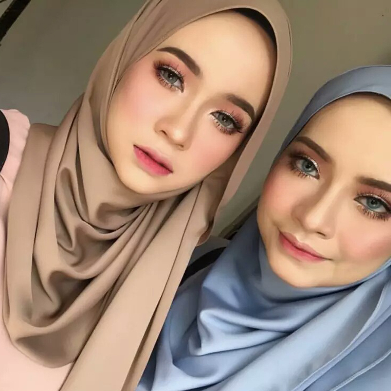 

2020 New Silk Muslim Wrap Instant Hijab Women Scarf Shawl Headscarf Satin pashmina Bandana Islam foulard femme musulman Turban