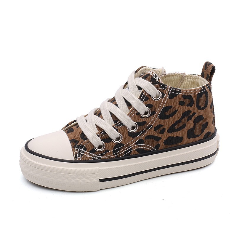 

babaya Children Canvas Shoe 2020 Spring Fashion Leopard Flats Casual Kids Autumn High Top Students Girls Boys Walking Sneakers, Beige