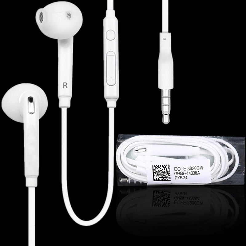 

3.5mm earphones in ear Stereo earphone headphones headsets with mic and remote Volume Control For Samsung S7 S6 S6 Edge, White black