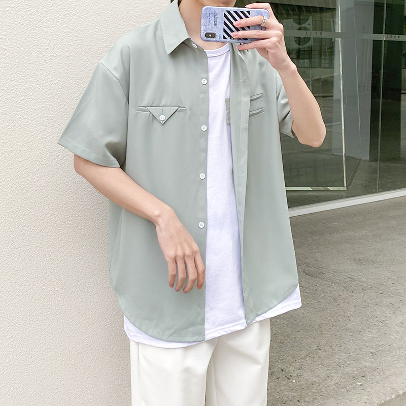 

Design Placket 2020 Summer Men' Loose Short Sleeve Hawaiian Shirt Social Camisa Masculina Streetwear Clothes Shirts Size -2XL, Black