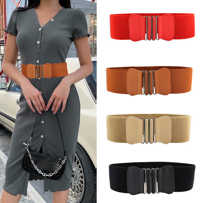 US Damen Mode Stretch Schnalle Taille Gürtel Breit Elastisch Gurt Korsett Bund