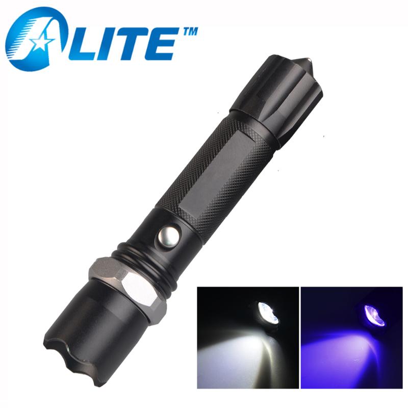 

TMWT 2 in 1 dual led light source outdoor camping scorpion hunting torch zoomable white uv 395nm ultraviolet