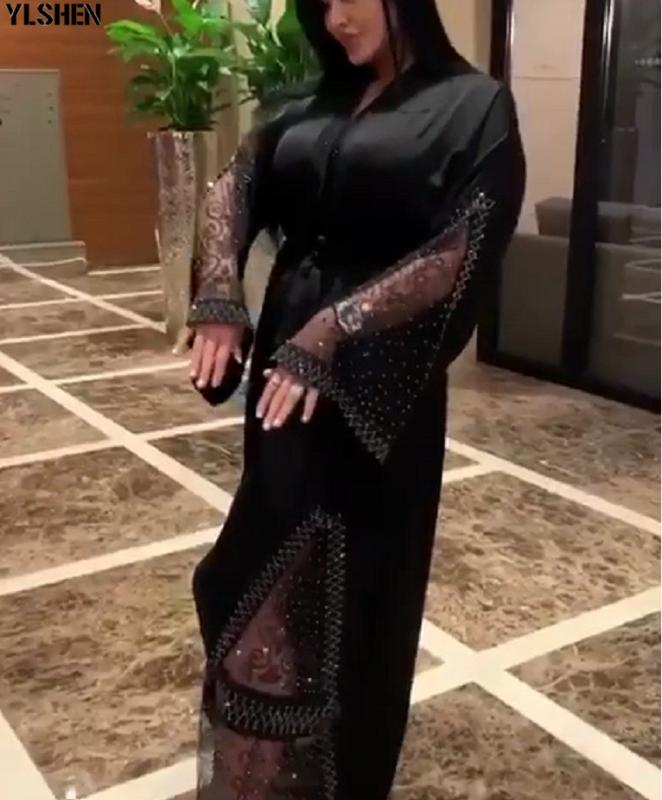 

2020 Abaya Dubai Muslim Dress Luxury High Class Diamond Embroidery Lace Ramadan Kaftan Islam Kimono Women Turkish Eid Mubarak