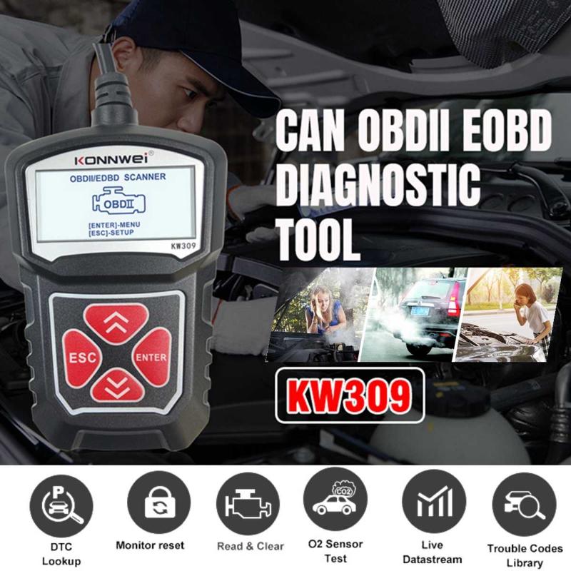 

KONNWEI Newest Upgrade KW309 OBDII Auto Car Diagnostic Scanner Tool OBDII/2 Code Reader EOBD Scanning Machine Support 7 Language