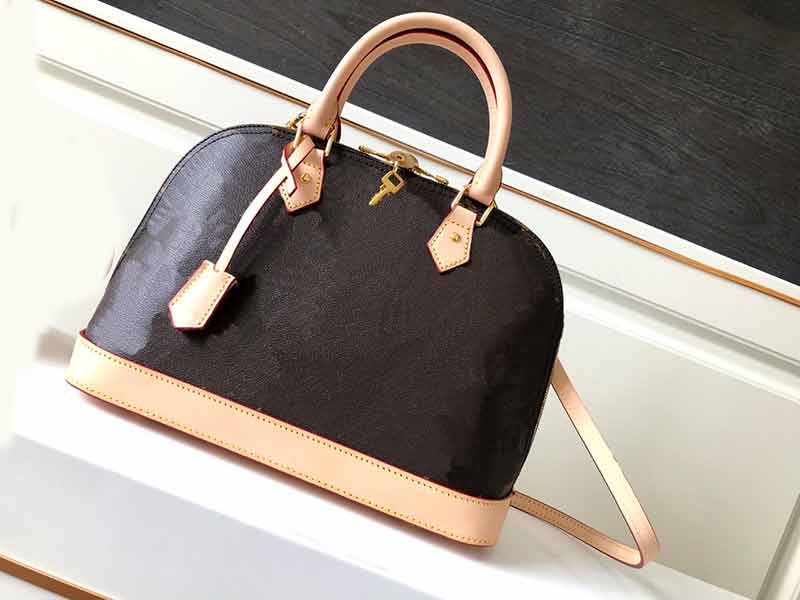 

Fashion totes M53151 M53152 Amla bridge Alma BB handbags shell style calssical L flower pattern ladies purses bag, Brown flower