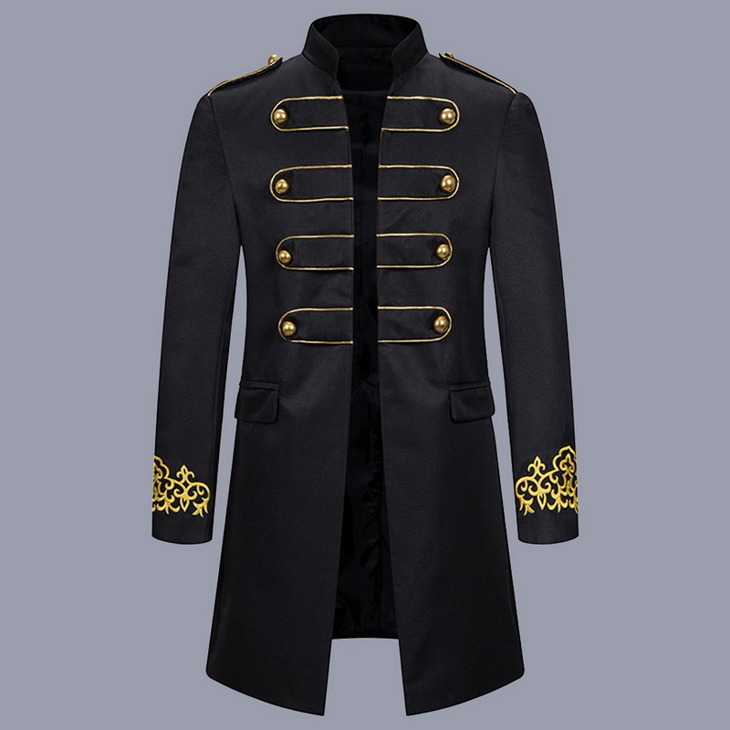 

Men' Black Embroidery Suit Jacket Steampunk Vintage Tailcoat Jacket Men Gothic Victorian Prom Stage Costume Homme, Red
