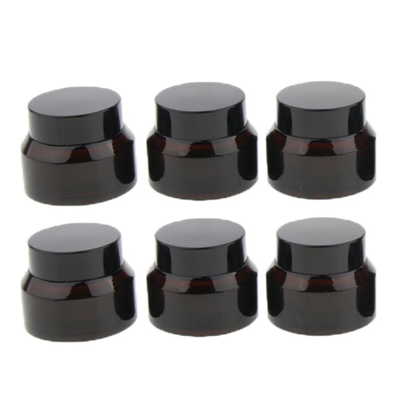 

6x Glass Refillable Empty Makeup Cream Lip Container Jar Pot 15/30/50g
