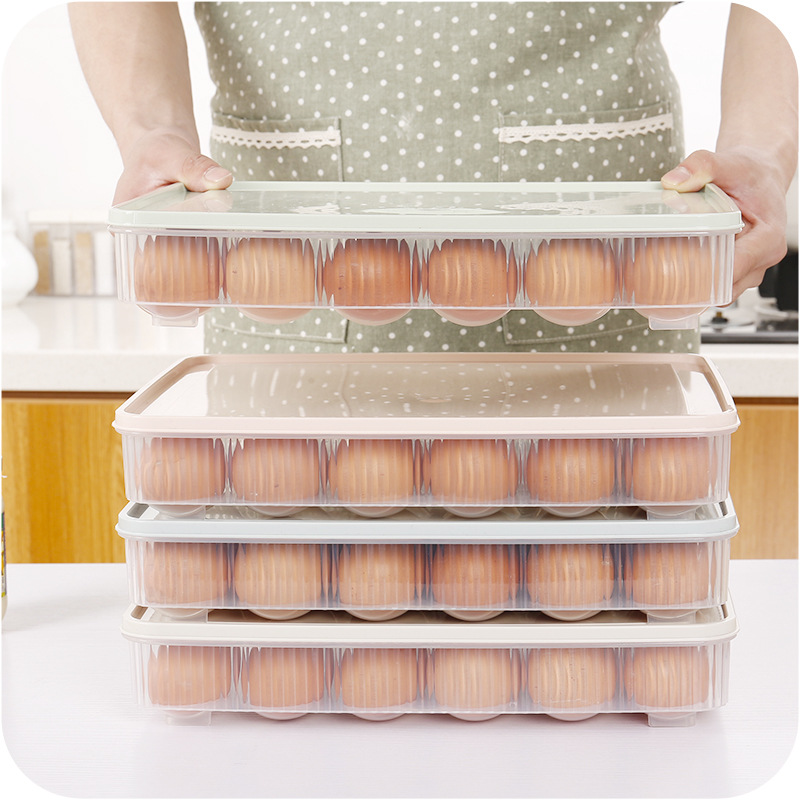 

1pcs Portable Egg Tray Kitchen Color 24 Grid Egg Storage Box Plastic Refrigerator Storage Box
