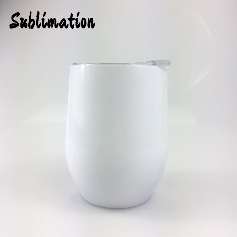 

DIY Sublimation 12oz White Wine Tumbler Stainless Steel Egg Shaped Mug with Lid Double Walled Insulated Vacuum Water Bottles Big Belly Mug