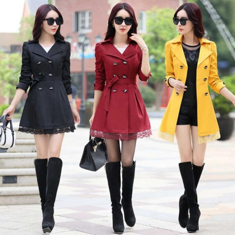

Womens Trench Coat 2020 Plus Size Lace Thin Double-breasted Coat Women Spring and Autumn Outerwear Clothing 6 Colors XXXL, 01