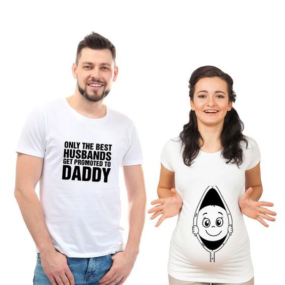 

1pcs Pregnancy Announcement Couples T Shirts Pregnant Plus Size Family Matching T-shirts Clothes Mommy Daddy To Be Tshirt, As pic