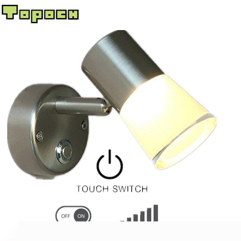 

TopocH 12V Wall Lights Rotates Tilts for RV Boat Nickel Finish Touch on off Dim Switch Aluminum+Acrylic Housing LED 3W 200LM 120Degree Beam