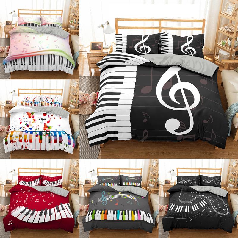 

Bedding Sets 3D Piano Duvet Microfiber Cover Set Comforter Bed Linen Pillowcase King Queen Full Double Home Texitle, Qwer69-1