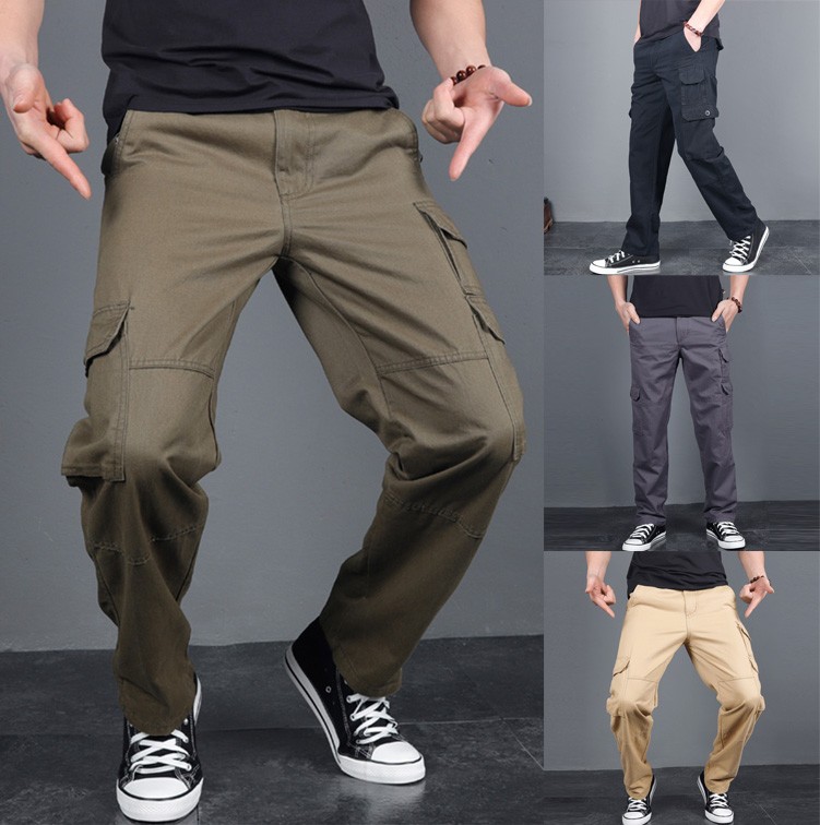 

2020 New Joggers Male Trousers Casual Men's New Fashion Casual Outdoors Fashion Solid Work Trousers Multi-pocket Pants #G3, Army green