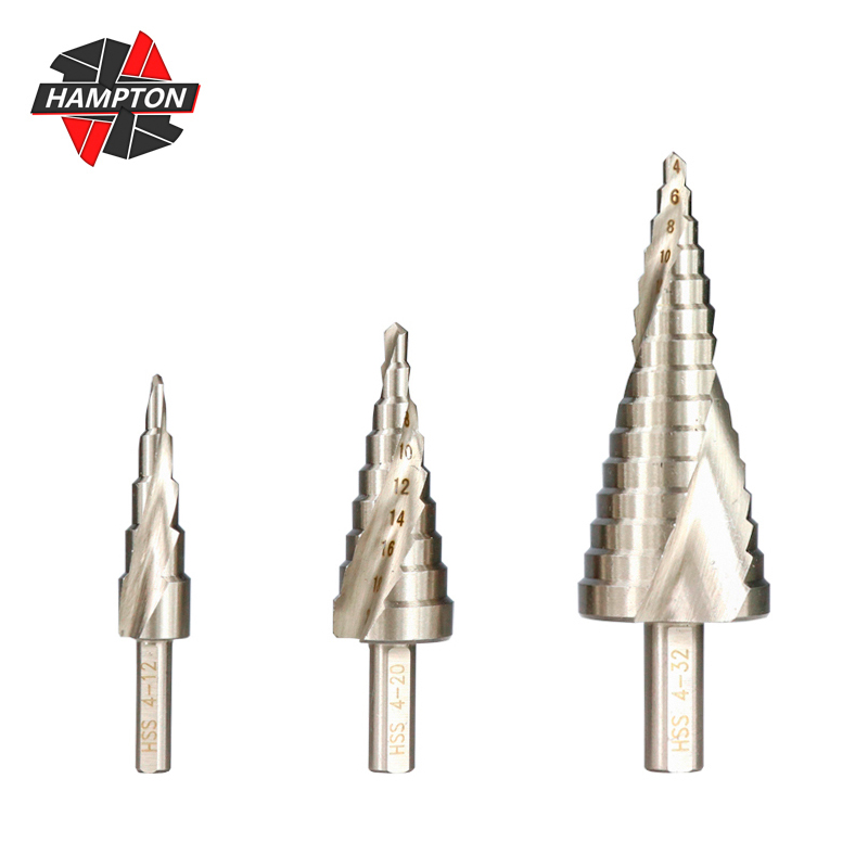 

Hampton High Speed Steel Spiral Groove Step Drill 1pcs 4-12/20/32mm Round Shank Hole Cutter For Wood/Metal Drilling