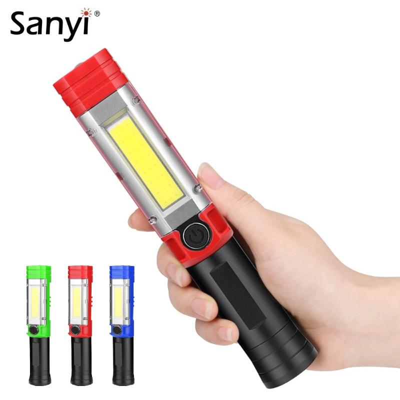 

2in1 COB Working Light Top White Red LED Tactical Magnetic Inspection Lamp Pocket Clip Torch For Car Repairing