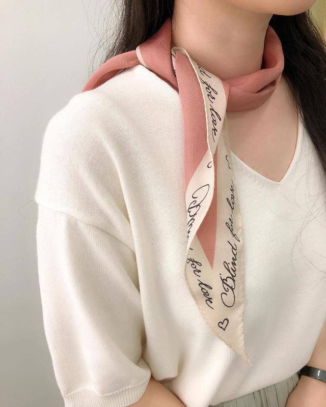 

&Dolphin Spring Women Diamond Scarf 110*35cm Letter Print Chiffon Silk Scarves Fresh Style Lady Small Headbands Bandana