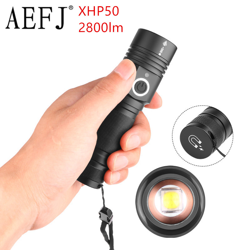

AEFJ LED With XHP50 Lamp bead High power 2800LM Tactical waterproof Torch Smart chip control With bottom attack cone