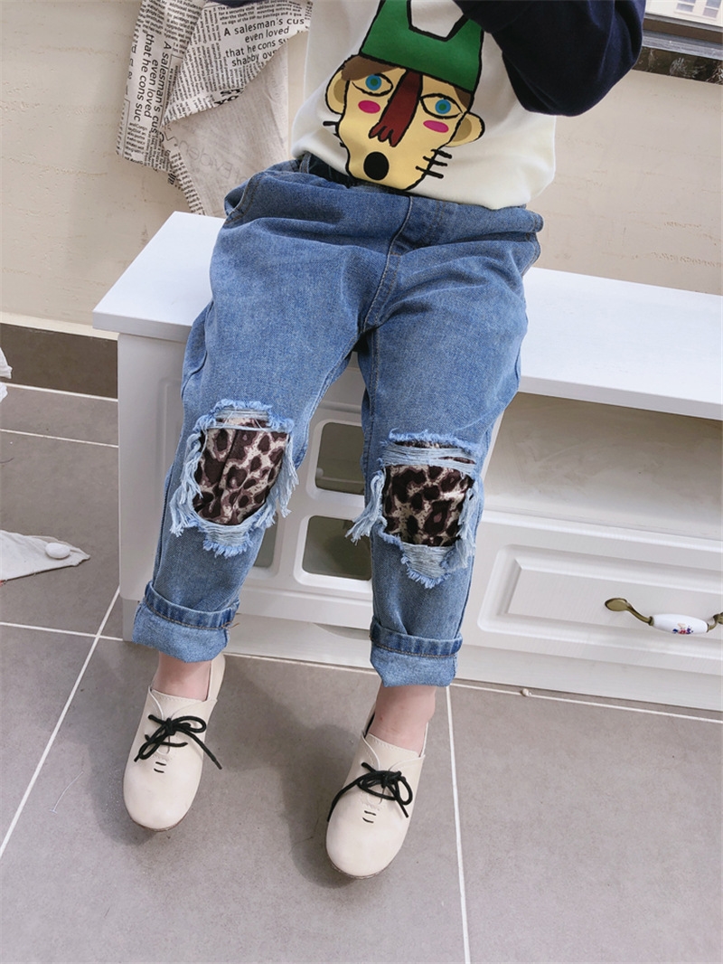 leopard patch jeans wholesale