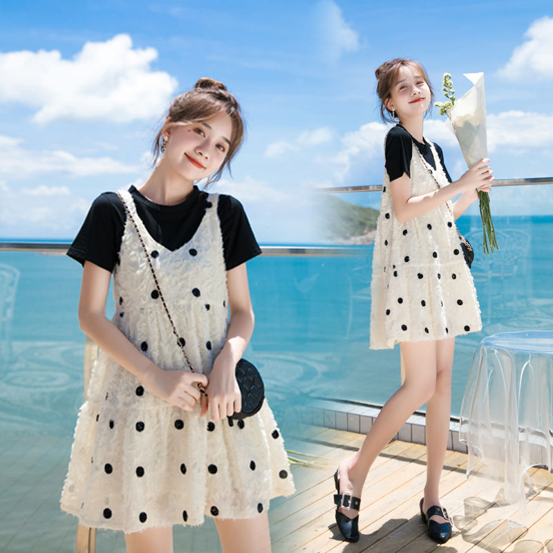 

Summer Dress for Pregnant Women Maternity Elegant Polka Dot Dresses Pregnancy Women A Word Maxi Dress for Photo Shoot, Only dress
