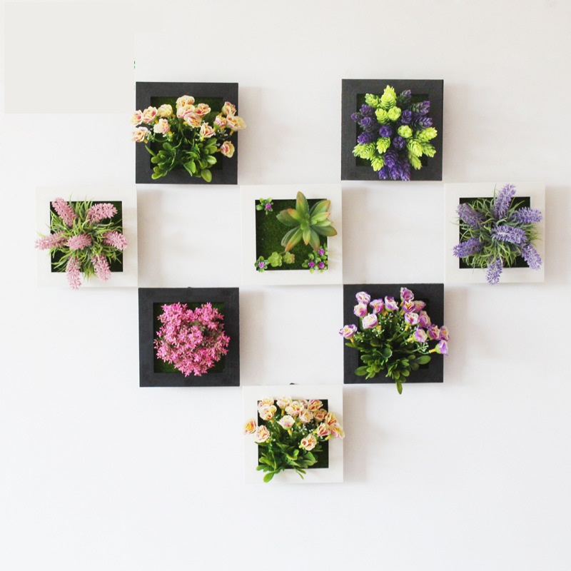 

1 Pcs 3D Plant Wall Sticker Home Decor Wall Artificial Flowers Frame Fake Plant Art Mural Living Room/Wedding Decoration, The white box
