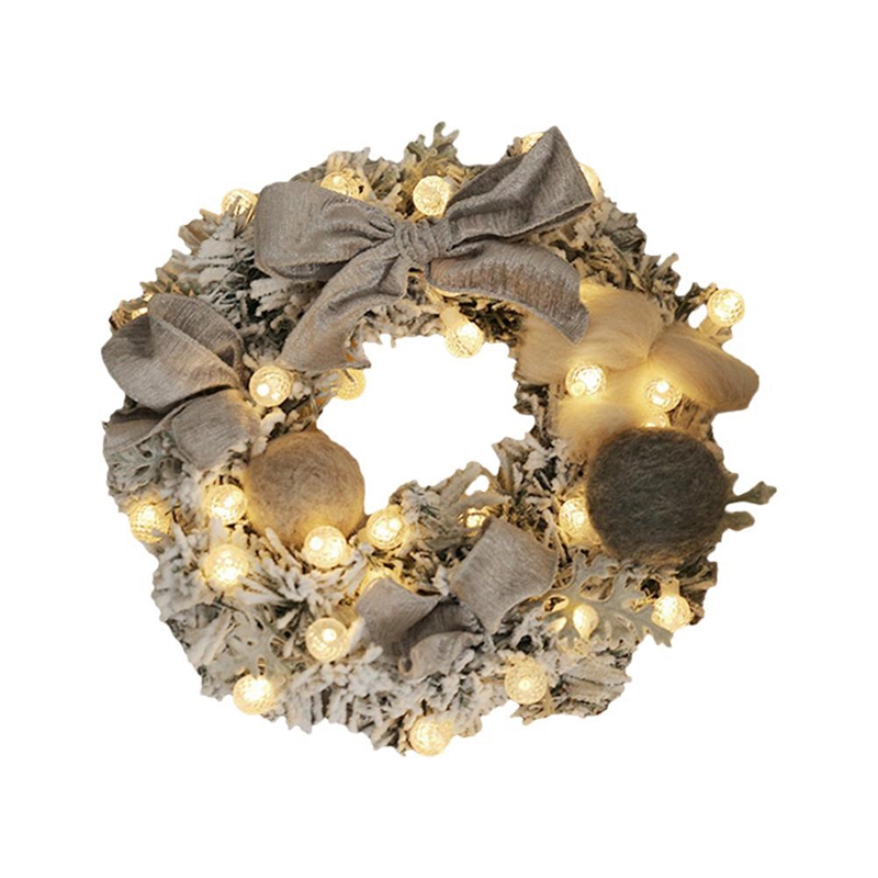 

Promotion! Christmas Wreath Handmade Rattan Pendant Garland Christmas Tree Door Decoration Wreath Light String Gray