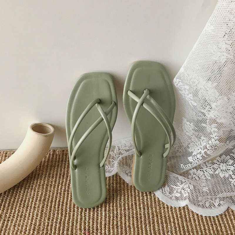 

Summer New 2020 Open Toe Slippers Women's Personality Style Fashion Flat Square Head Simple Sexy Cross Women Solid Color Shoes, Black