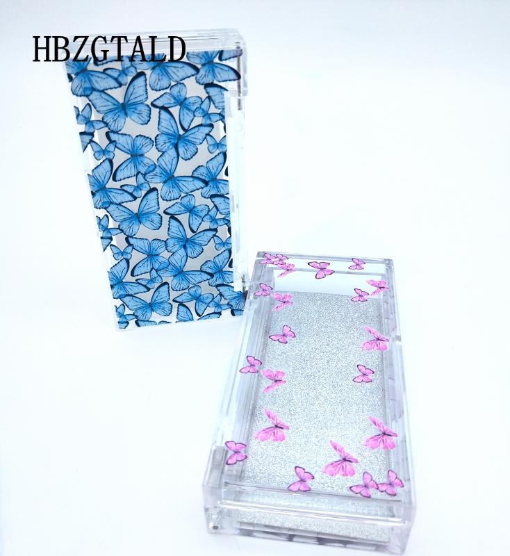 

NEW 10/20 pack 25mm Eyelash Packaging Box wholesale Lash Boxes Packaging 3d Mink eyelashes butterfly print Acrylic case Storage