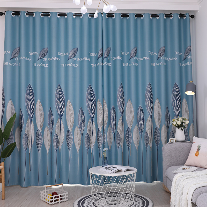 

Nordic Leave Print Curtains for Bedroom Simple Pastoral Countryside Rural New Home Blackout French Window Cortinas JS45C, Color 1 tulle