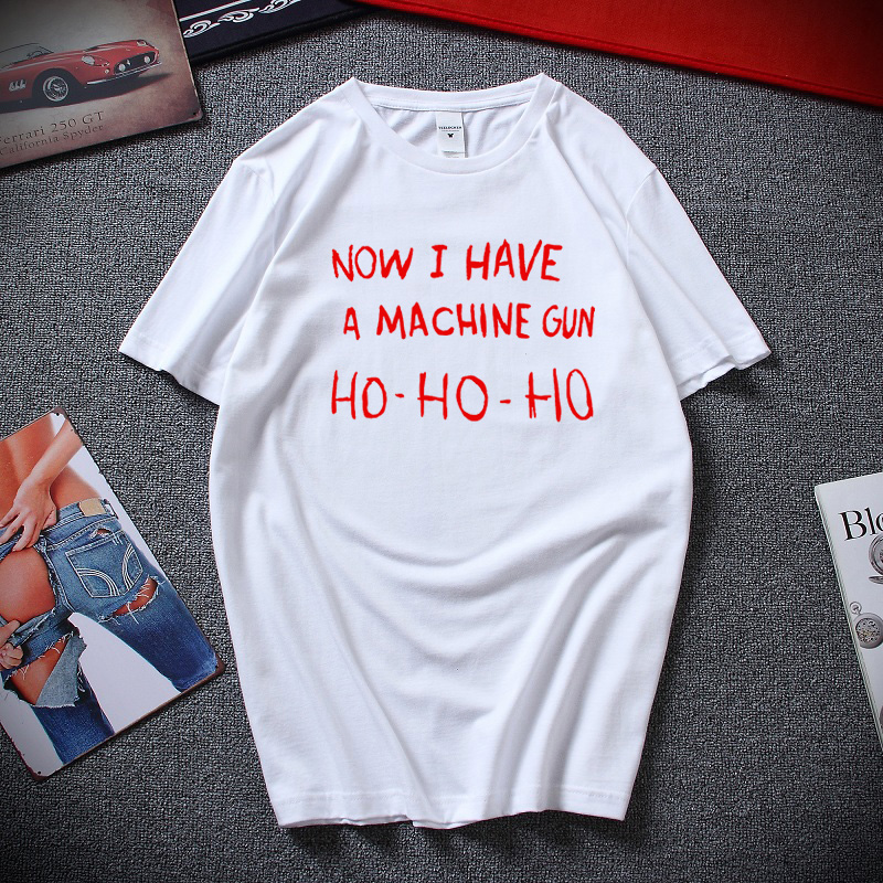 

Now I Have A Machine Gun T Shirt Die Hard Ho Bruce Willis John McClane Movie Tee Cotton Short Sleeves T-shirt Tops, Women white