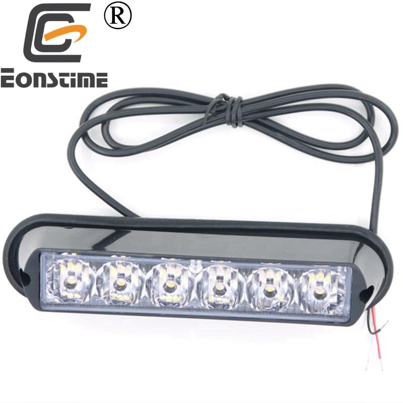 

Eonstime 1pcs 12V-24V Super Bright Front Bumper Grille 6 LED 6W Warning Strobe Flash Light Black Base Red Blue Amber White, As pic