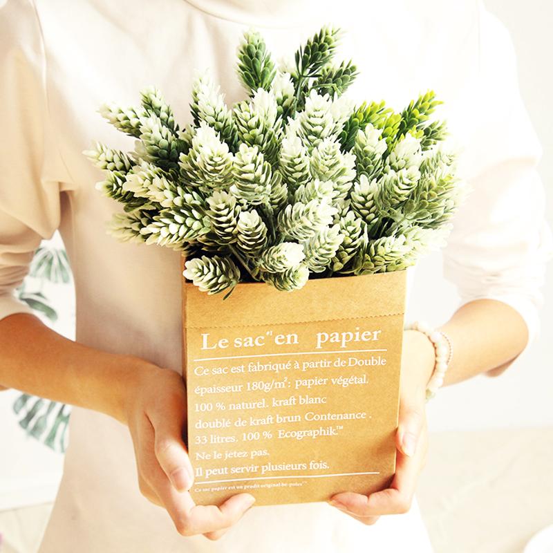 

Wedding decoration 21head Artificial pine cone flowers Home DIY table decoration pineapple grass party flower branch, White