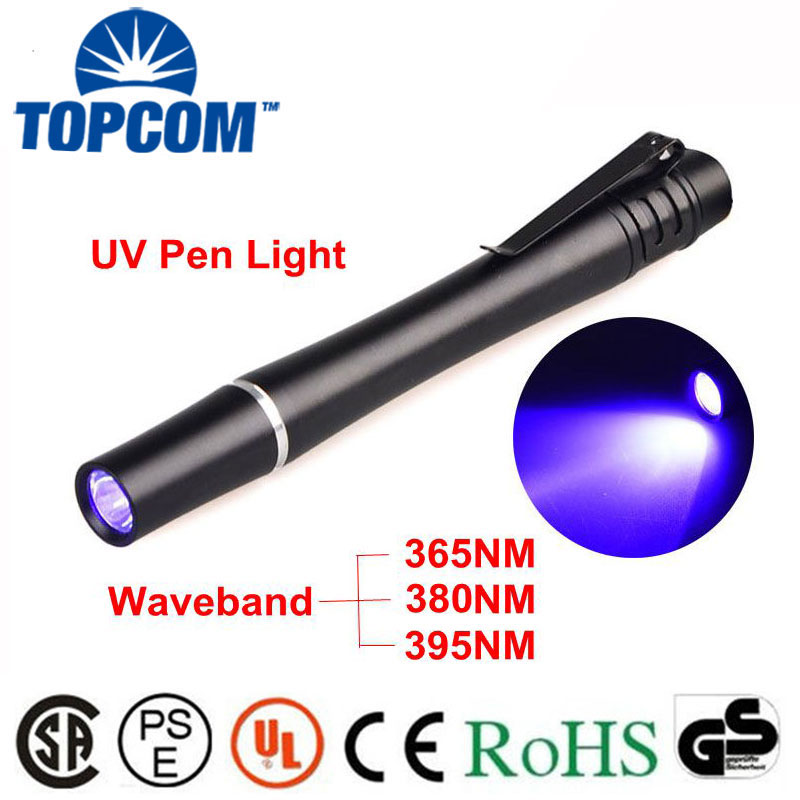 

TopCom Mini Pocket UV Light 395nM 380nM 365nM Ultraviolet Penlight Aluminum Alloy UV Pen Pen Light Torch