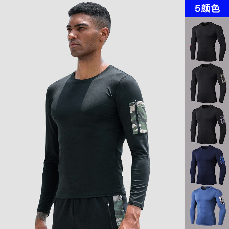 

Men Sweatshirt with Pocket High Elastic Long Sleeve T-shirt Jogger Running Casual Gym Training Shirt Sport Jerseys Sportswear, Black