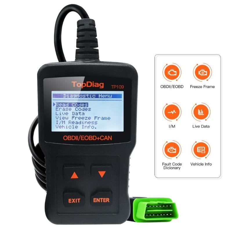 

TopDiag TP109 OBD2 Car Engine Fault Code Reader Scanner Diagnostic Scan Tool Car detector computer fault scanner code reader