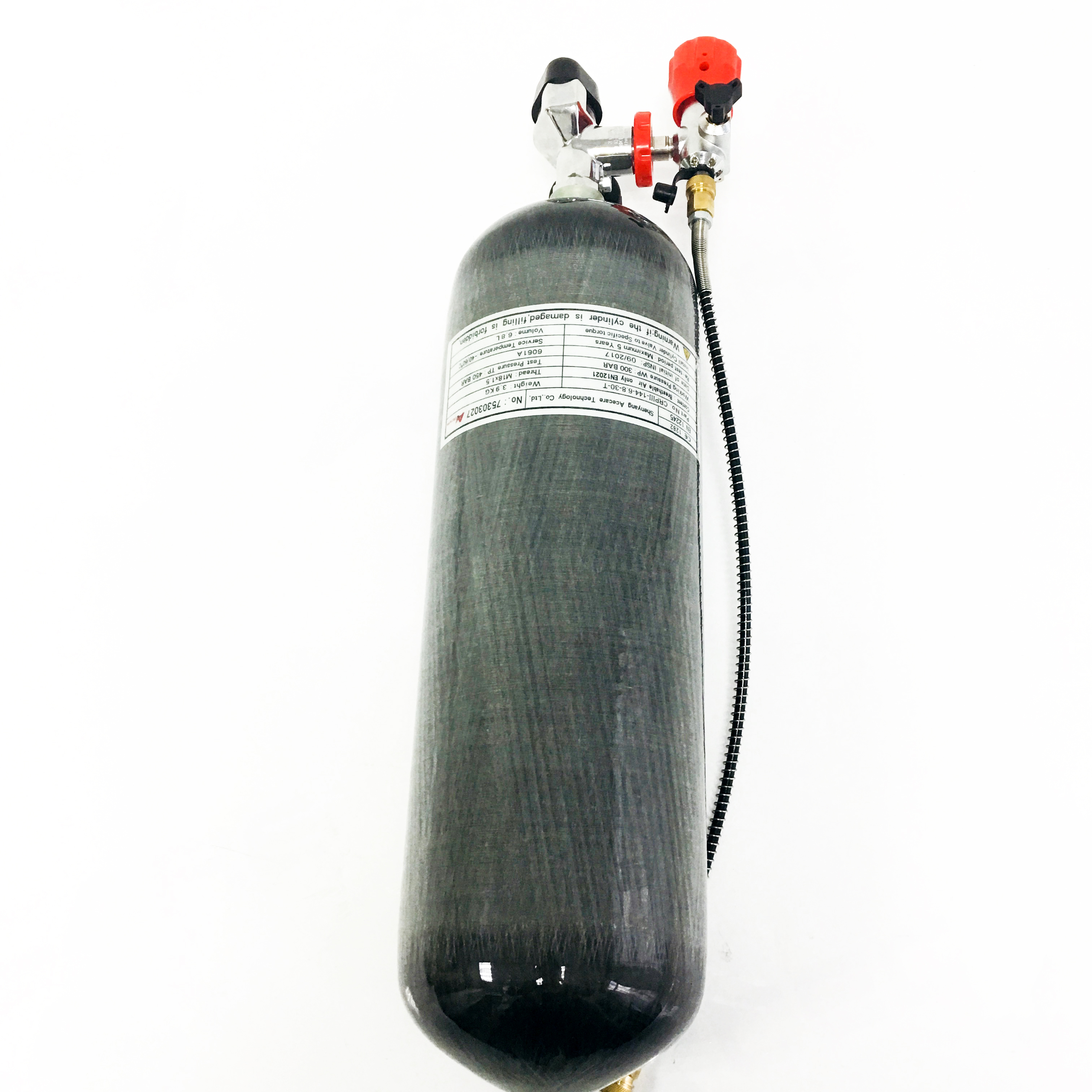 

AC168201 Acecare 6.8L CE 300Bar High Pressure Carbon Fiber Gas Cylinder Underwater Breathing Equipment With Black Valve And Conversion Valve