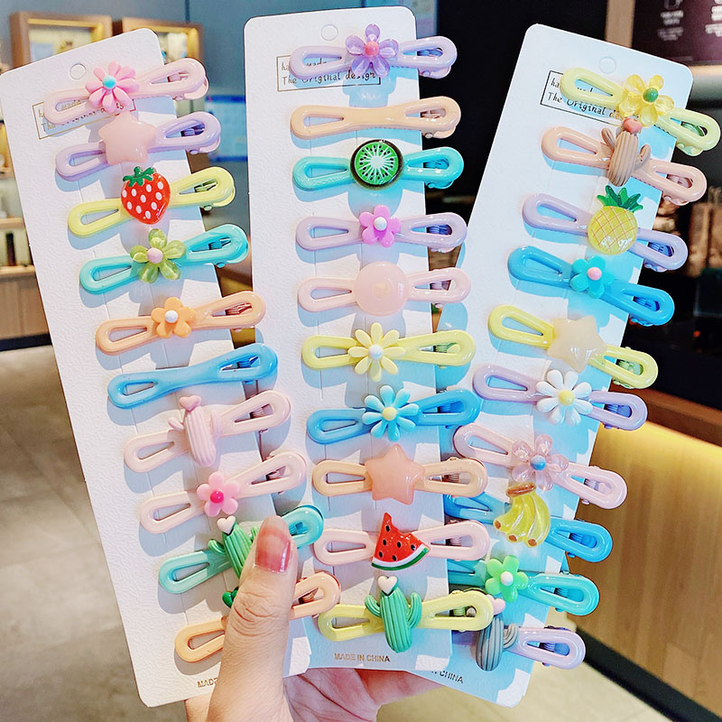 

6PCS/Set New Girls Cute Candy Colors Flower Fruit Bow Alloy Hairpins Sweet Hair Clip Headband Barrettes Fashion Hair Accessories, 6pcs 1