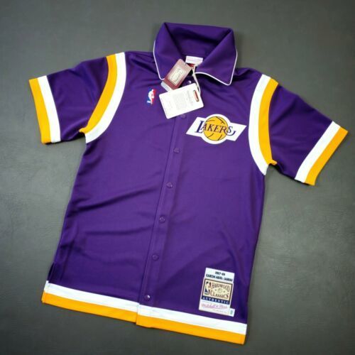 

Cheap 100% Stitched Kareem Abdul Jabbar Mitchell Ness 88 LAL Shooting Shirt M 40 Top Basketball jerseys, Purple