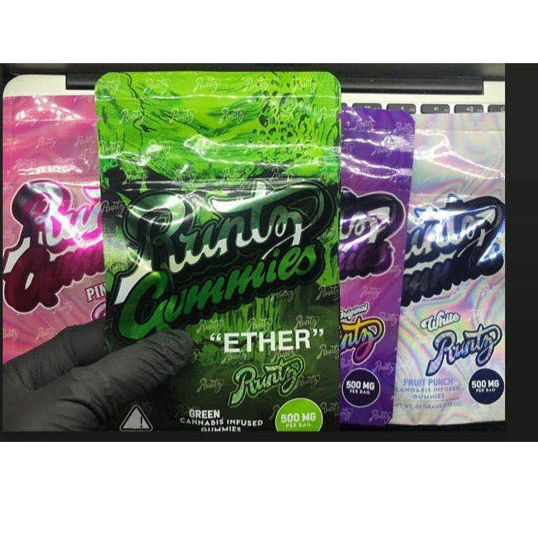 

New Runtz Gummies Mylar Bag 500mg Childproof Edibles Zipper Packaging Pouch Retail Storage Package for Dry Herb Tobacco Flower