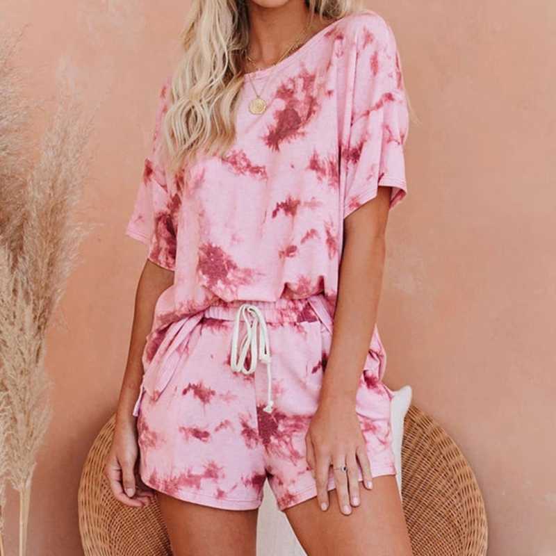 

2 Piece Tie Dye Set Women Lounge Wear Set Tie Dye Tracksuit Casual Loose 2 Piece Outfits For Sport Fitness, Pink