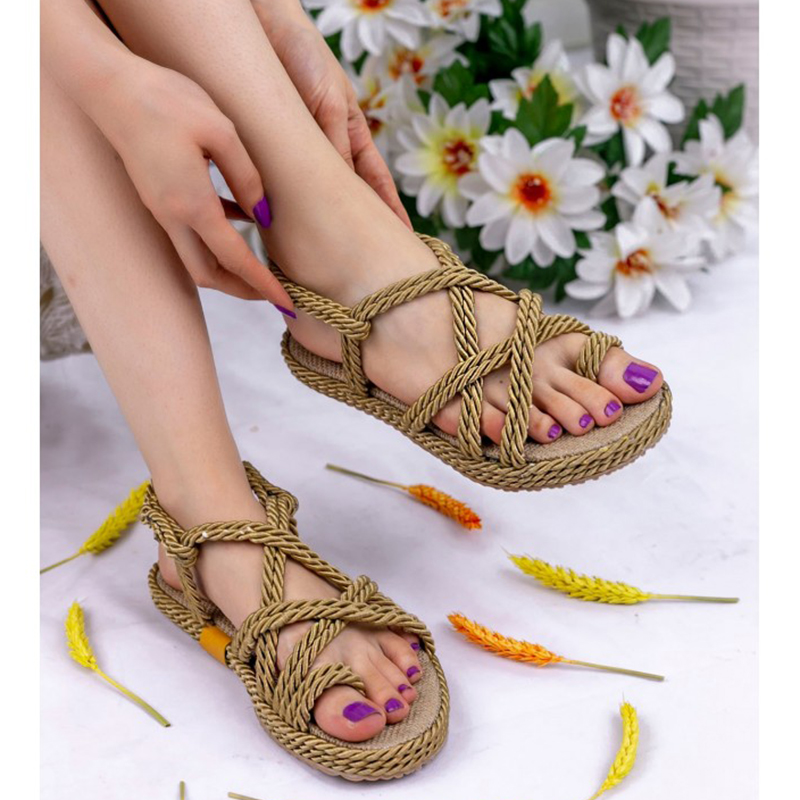 

Nyla Gold Sandals With Rope, As pic