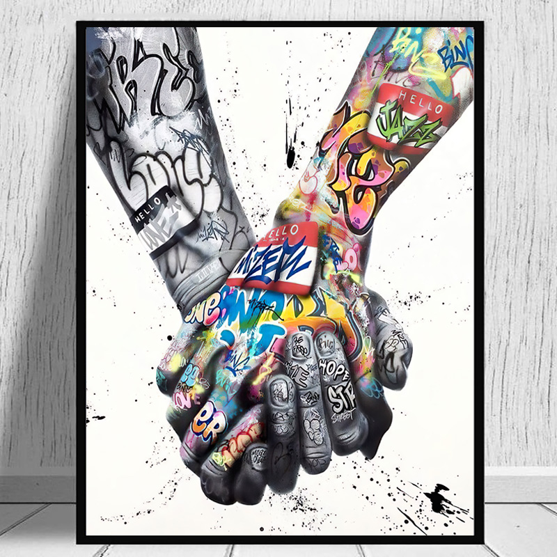 

Lover Hands Street Graffiti Art Canvas Painting on The Wall Posters and Prints Inspiration Wall Art Picture for Living Room