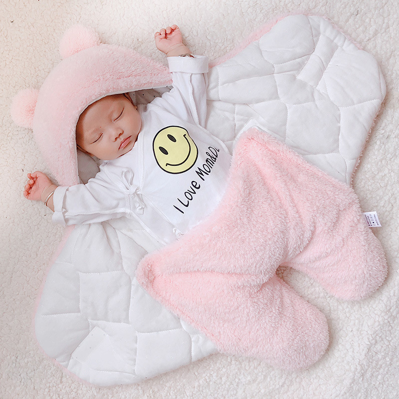 

Hooded Outdoor Sleeveless Newborn Infant Thicken Soft Baby Wraps Blanket Autumn Winter Warm Fluffy Swadding Wrap Sleepsack, White