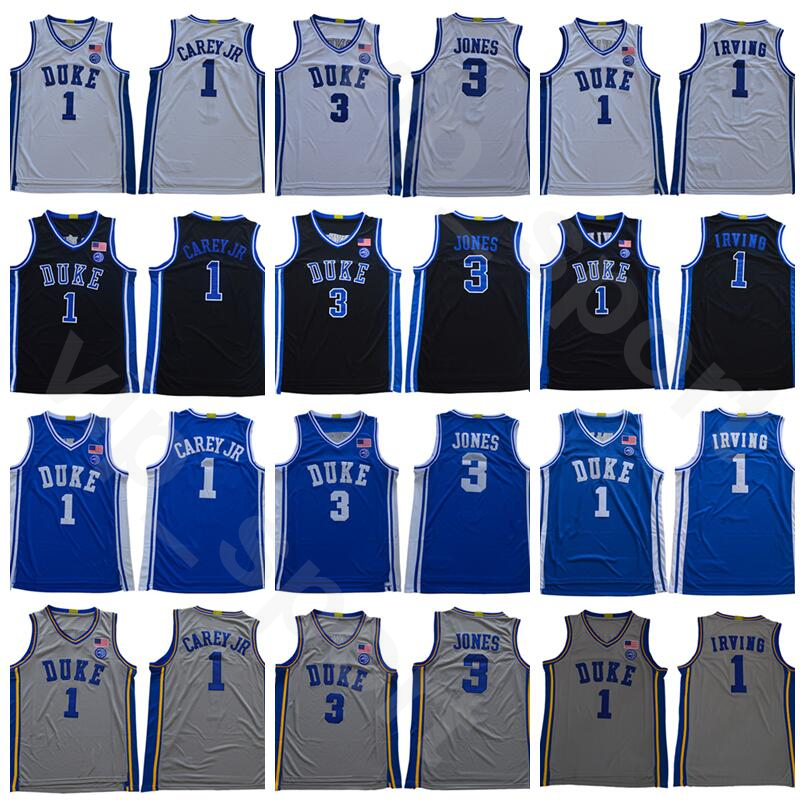 

Men College Tre Jones Jersey 3 Blue Devils Basketball Vernon Carey Jr 1 University Kyrie Irving 1 Blue White Black Grey Stitched, 1 carey jr