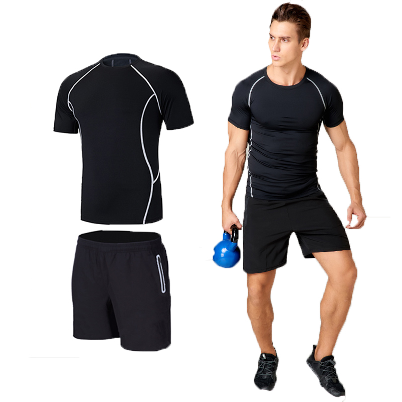 

Fanceey 2020 Sports Suit Men Tracksuit Gym Clothing Compression Shirt Shorts Sportswear Man Sporty Set Man Fitness Suit for Men, X3641 x642 black