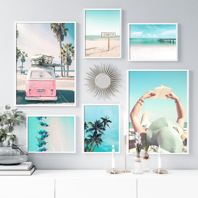 

Beach Car Boat Bridge Wall Art Canvas Painting Nordic Posters And Prints Wall Pictures For Living Room Scandinavian Home Decor