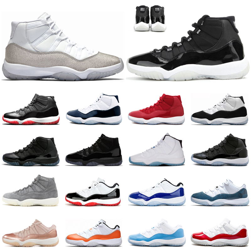 

25th Anniversary Jumpman Basketball Shoes 11 11s High Low White Bred Concord 45 Metallic Silver WIN LIKE 82 Mens Trainers Sports Sneakers