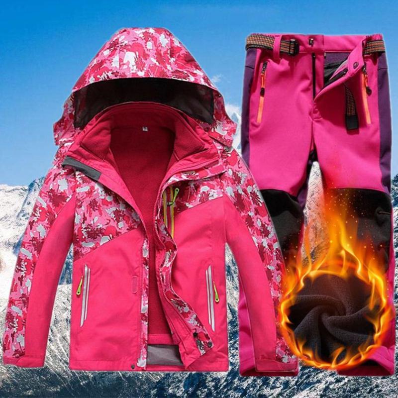 

Kids Hiking Suit Waterproof Windproof Fleece Warm Coat And Pants Set Children Boys Girls Camping Climbing Jacket GCC079, A jacket